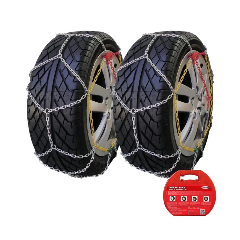 START - Snow Chains | 9 mm Group 60 | Self-Locking Tensioning | Onorm 5117 Approved | Includes Disposable Gloves & Spare Mesh, Size Gruppo 60, Stainless Steel