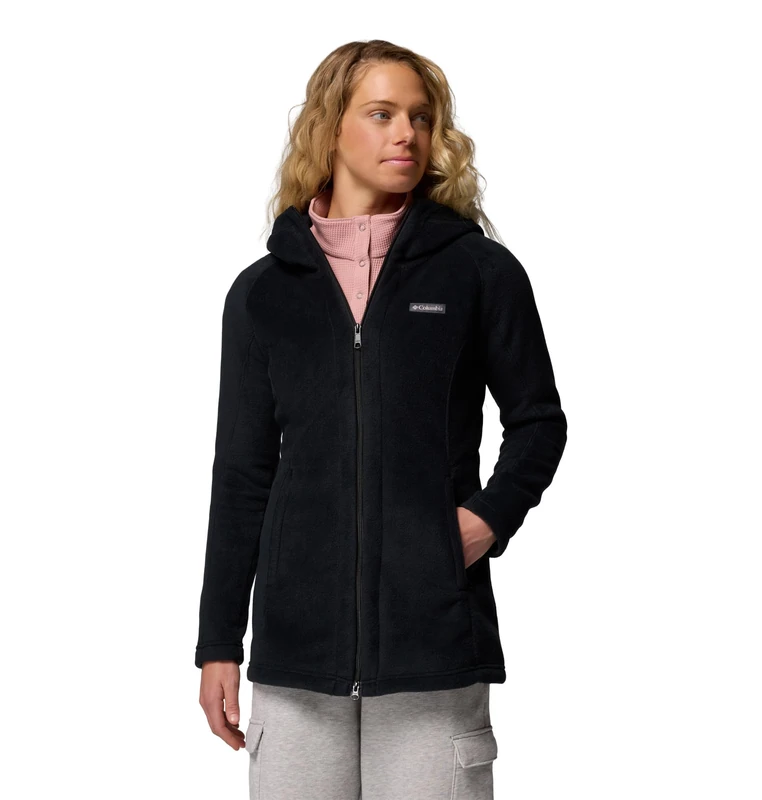Columbia Women's Benton Springs Ii Long Hoodie Fleece Jacket, Black, 2X