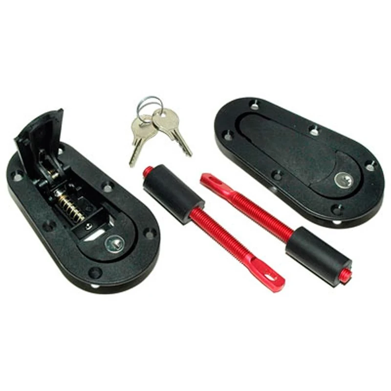 GRAYSTON Set universal Racing Plus Flush bonnet hooks/pins + Lock - black + red aluminum pins