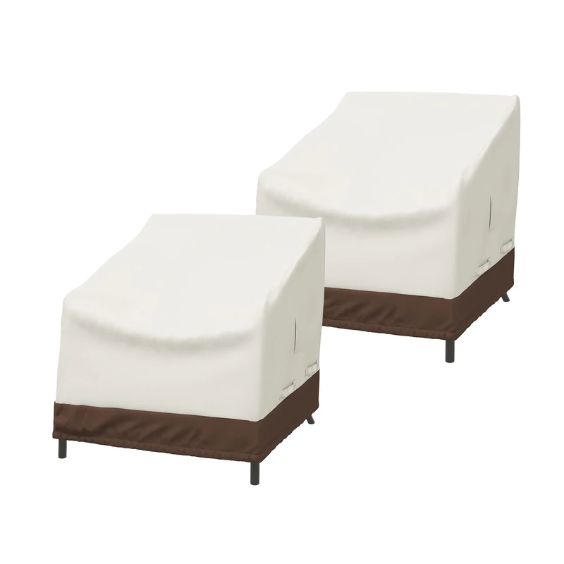 Amazon Basics Outdoor Lounge Deep Seat Garden Furniture Cover Waterproof, 1 Seater - Set of 2, Beige / Tan - Image 1