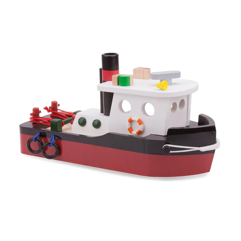 New Classic Toys Wooden Tugboat for Preschool Age Toddlers Boys Girls