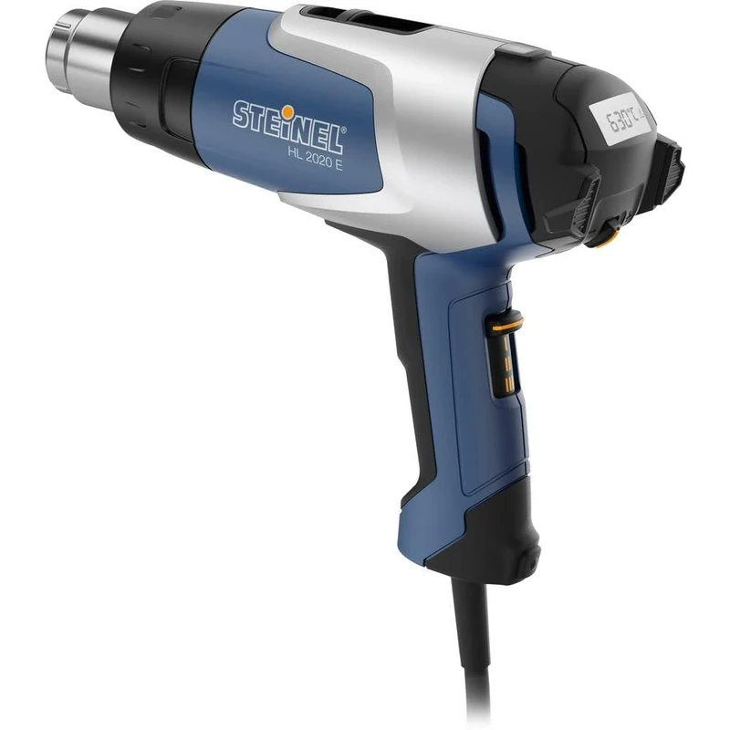 Steinel HL 2020 E Hot Air Gun in Case, Includes 9 mm Reducing Nozzle, 2200 W Hot Air Blowdryer, LCD Display, 80°-630°C, Blue