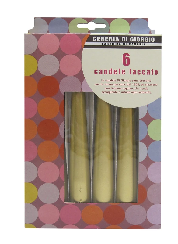 Cereria by Giorgio Risthò Conical Candles, Lacquered Wax, Gold, 2.3x2.3x21cm, 6 Units
