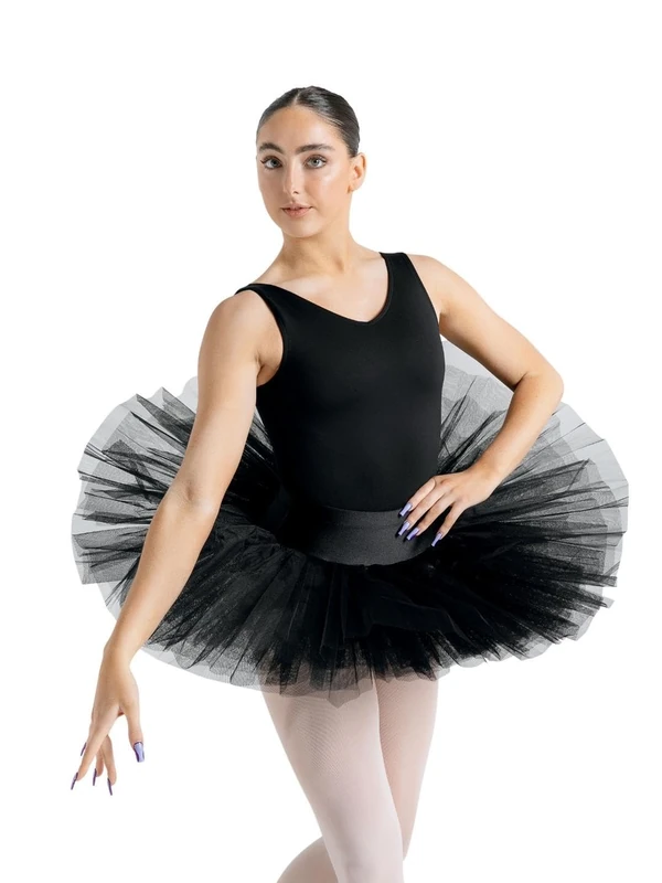 Capezio Women’s Practice Tutu, Tutu Skirts For Women Practicing Ballet & Dance, Essential Tutu For All Ballerinas, 7-Layer Stiff-Structured Tulle Skirt - Black, Size XS