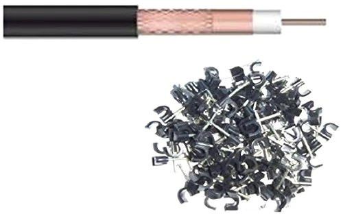 Webro WF100 100 m Coax Cable and Clips - Black