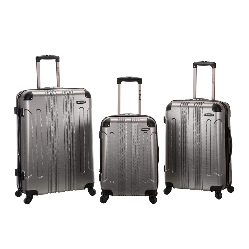 Rockland London Hardside Spinner Wheel Luggage, Silver, 3-Piece Set (20/24/28)