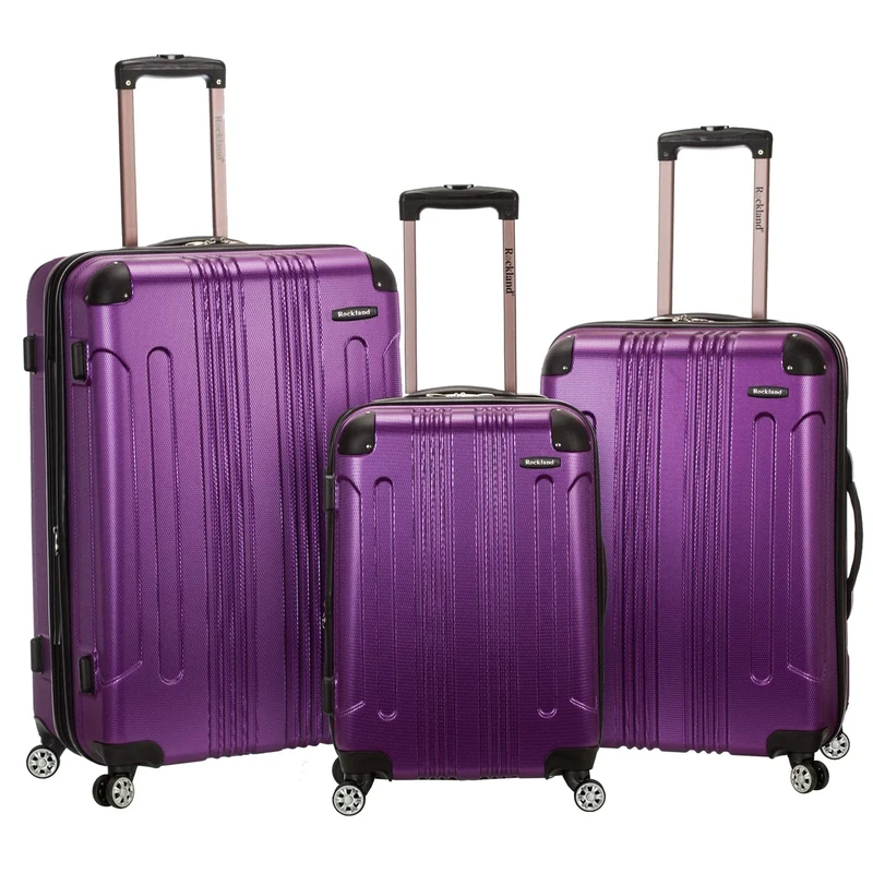 Rockland London Hardside Spinner Wheel Luggage, Purple, 3-Piece Set (20/24/28), London Hard Case with Swivel Wheel