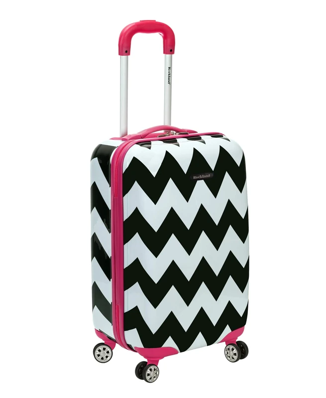 Rockland Safari Hardside Spinner Wheel Luggage, Pink Chevron, Carry-On 20-Inch, Safari Hardside Spinner Wheel Luggage