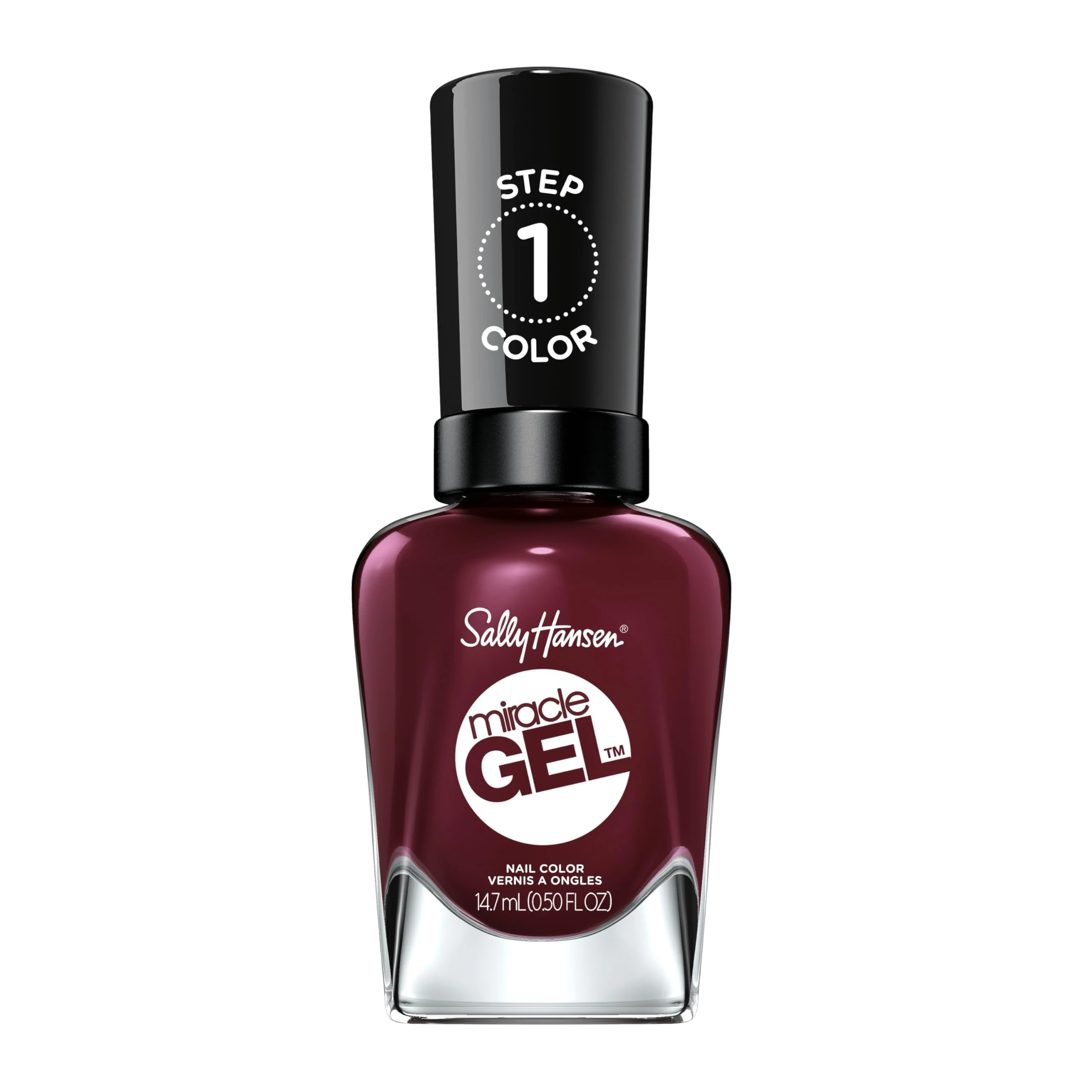 Sally Hansen Miracle Gel, Wine Stock, Gel-Like Nail Polish, NO UV Light Required, Chip-Resistant, Long Lasting - Up to 8 days, Easy to Use, Salon Quality Results, Vegan Formula, 14.7ml