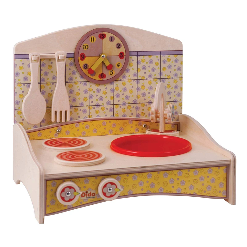 Dida Mini Wooden Kitchen Playset - Yellow Decor Toy Kitchen