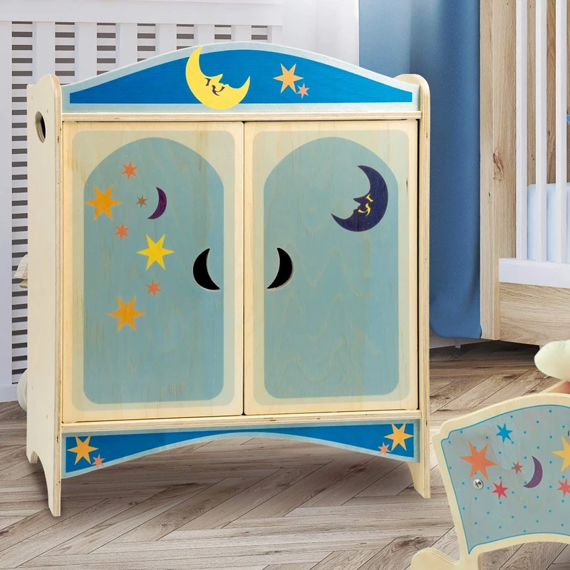 Dida - Locker of wooden dolls with hangers - decoration: Moon