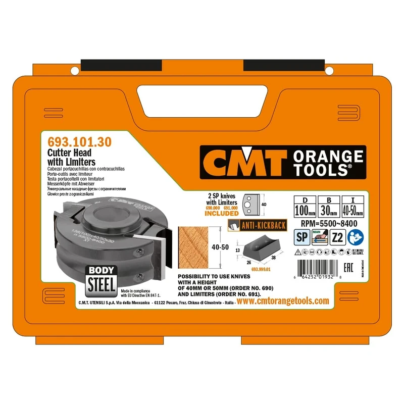 CMT Orange Tools 693.101.30 - Cutter Head with Limitors D=100X40X30 (Ste)