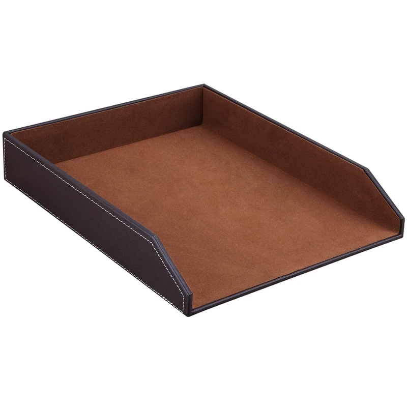 KINGFOM™ A4 Leather Desk File Letter Tray