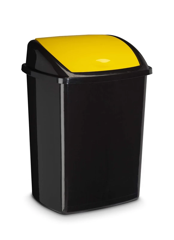 CEP Plastic bin with Swing lid 50L 91947 Black/Yellow lid