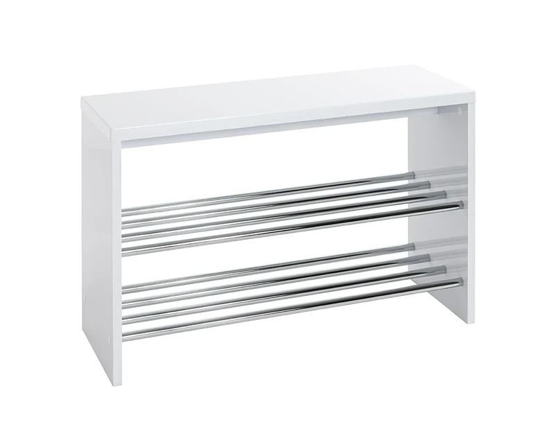 HAKU Möbel Shoe-Bench Chrome, White, Mdf, Metal - Size: W 81 cm X H 55 cm X D 30 cm, Style: Modern