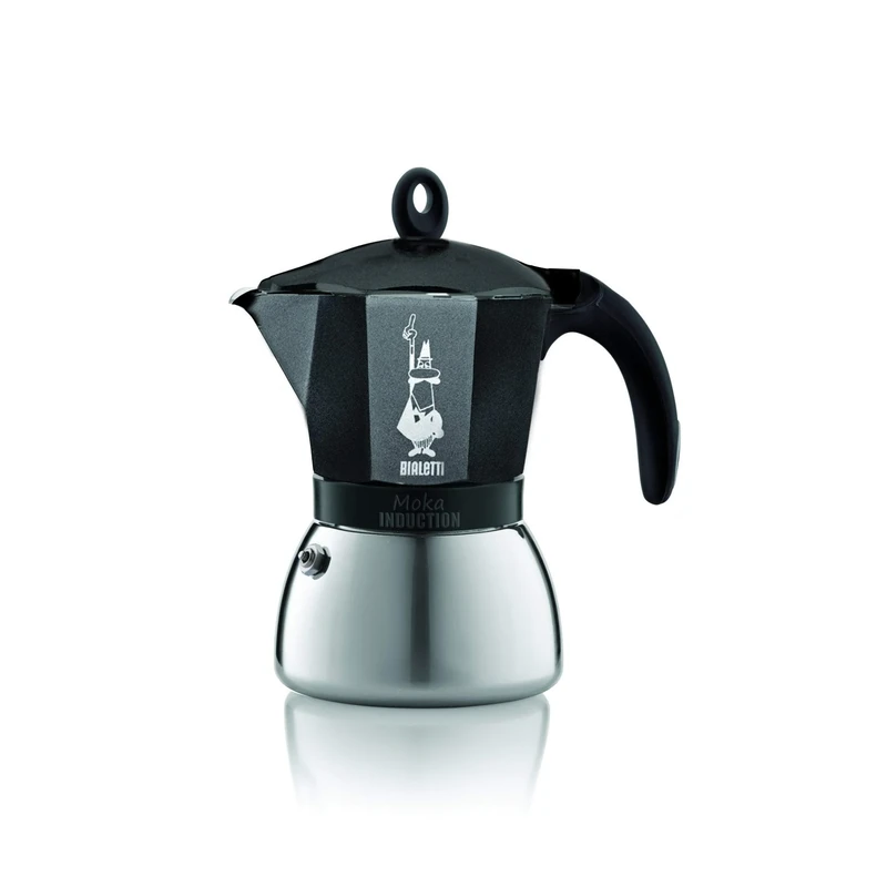 Bialetti Moka Induction Caffettiera in Alluminio, Adatta all'induzione, 190 W, 6 Cups, Acciaio Inossidabile, Grigio Antracite