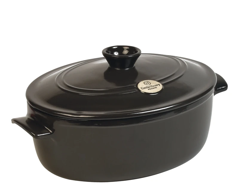 Emile Henry Oval Ceramic Casserole/Stewpot, Charcoal
