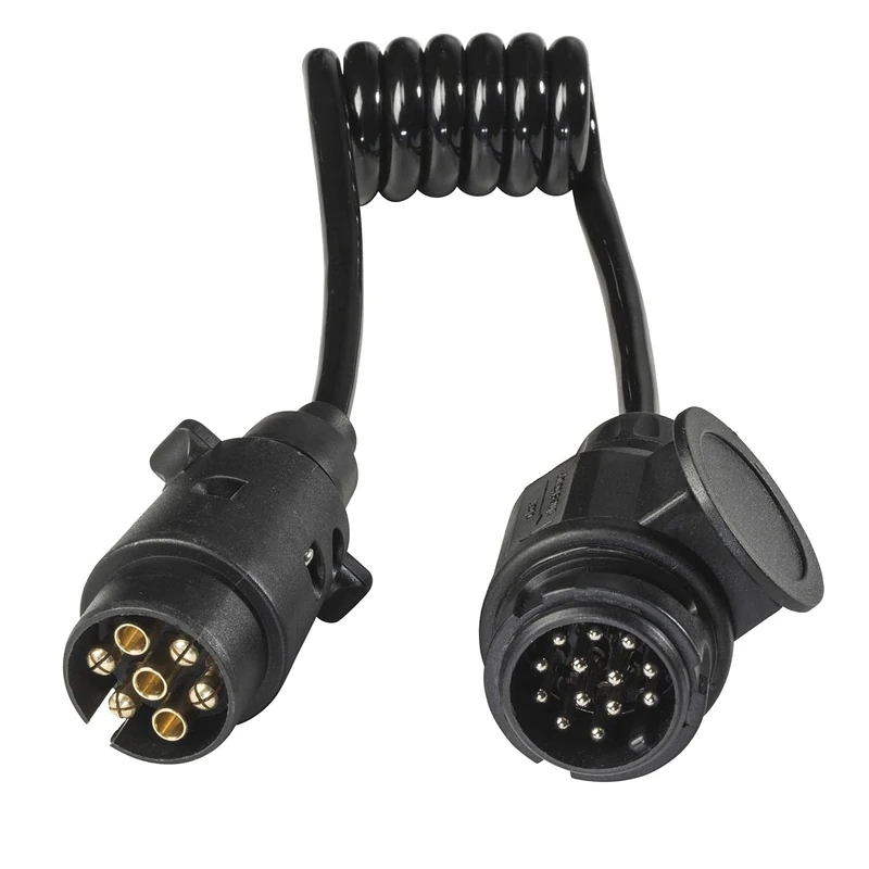 as - Schwabe Adapterkabel, 12 V Camping Anhänger & Caravan Verlängerungskabel 1m, Adapter Stecker 7-poliger Stecker auf 13-poligen Stecker, Anschluss für Wohnwagen & Wohnmobil, IP44, Schwarz I 61475