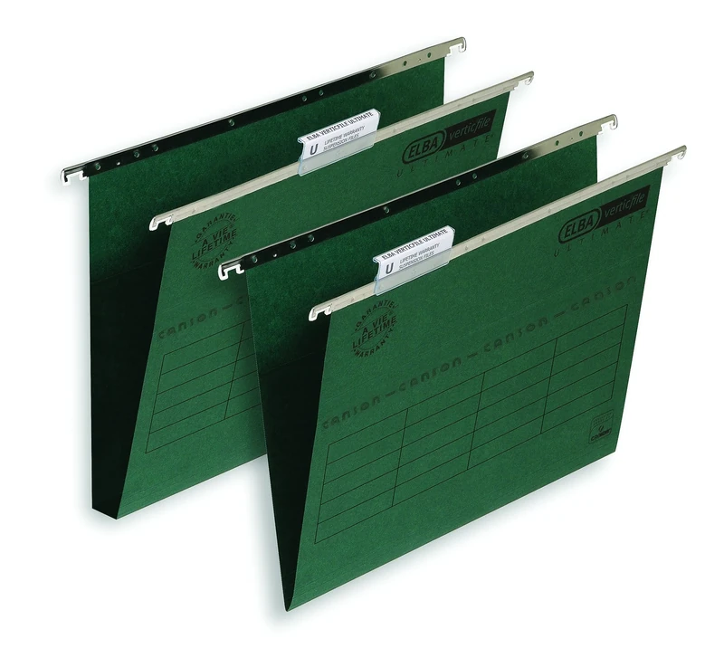 Elba Ultimate Foolscap Manilla Suspension Files, 30mm Base, 240 gsm - Dark Green (Pack of 50)