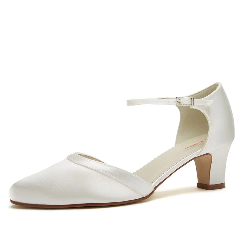 Rainbow Club Bridal Shoes Anika - Two-Piece Pumps, Ivory Cream, Satin, Simple, Comfortably Padded, Funnel Heel, Ladies' Size 37.5 EU (UK 4.5)