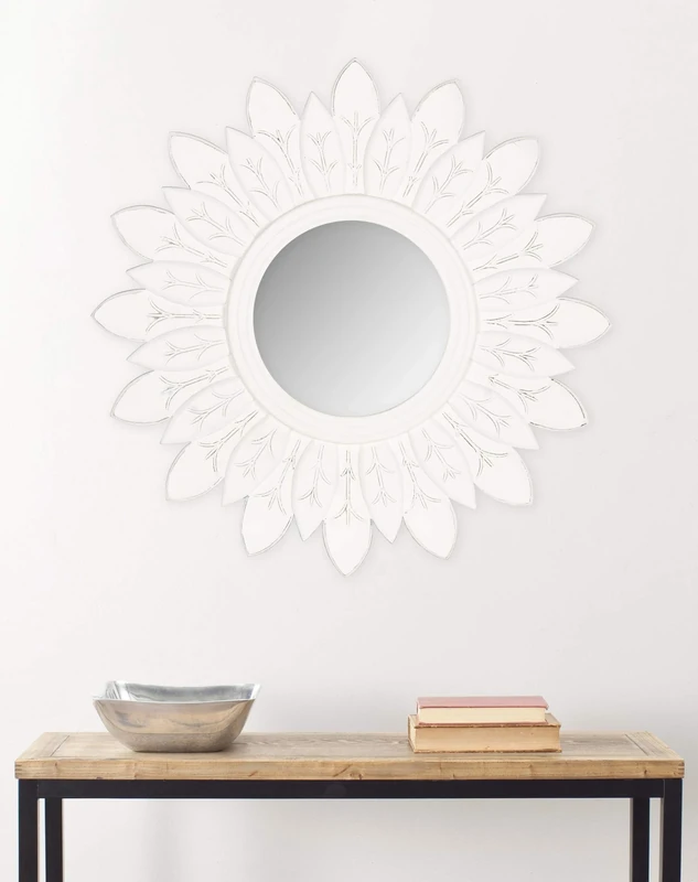 Safavieh Decorative Hanging Wall Mirror for Living Room, Bedroom, Hallway, White, 76 x 2 x 76 cm