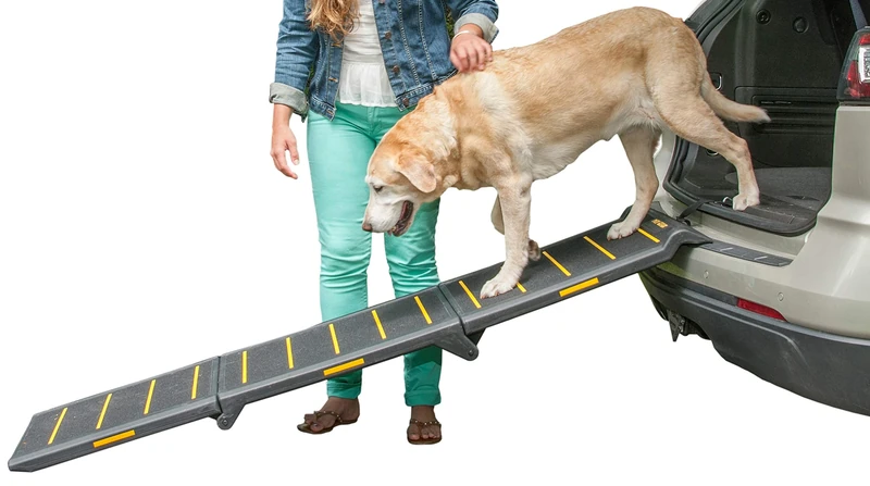 Pet Gear PG9300RF Travel Lite Tri-Fold Reflective Ramp, Black/Yellow, X-Large
