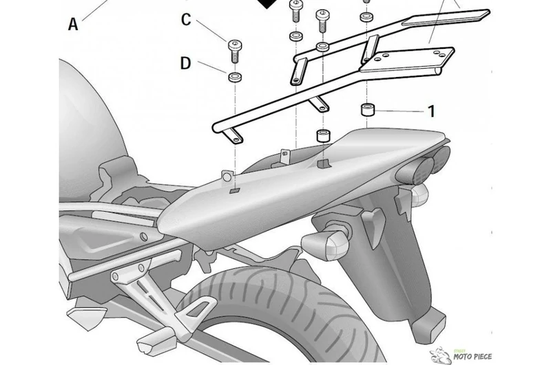SHAD Y0FZ11ST Top Case Fitting Kit for Yamaha Fazer 1000 2001, Black