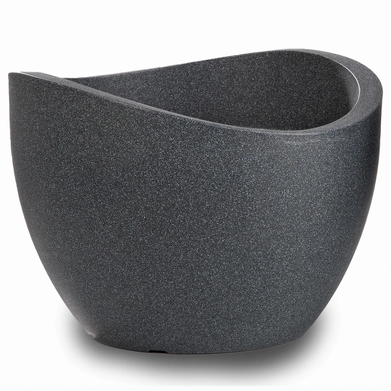 Scheurich Wave Globe, Planter made of Plastic, Black-Granite, 50 cm diameter, 37 cm height, 37 l Vol.