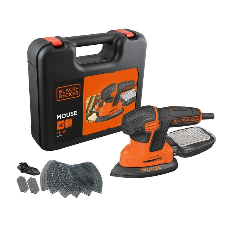 Black & Decker Mouse Sander, 120 Watt, Orange, KA2500K 120 wattsW, 230 voltsV