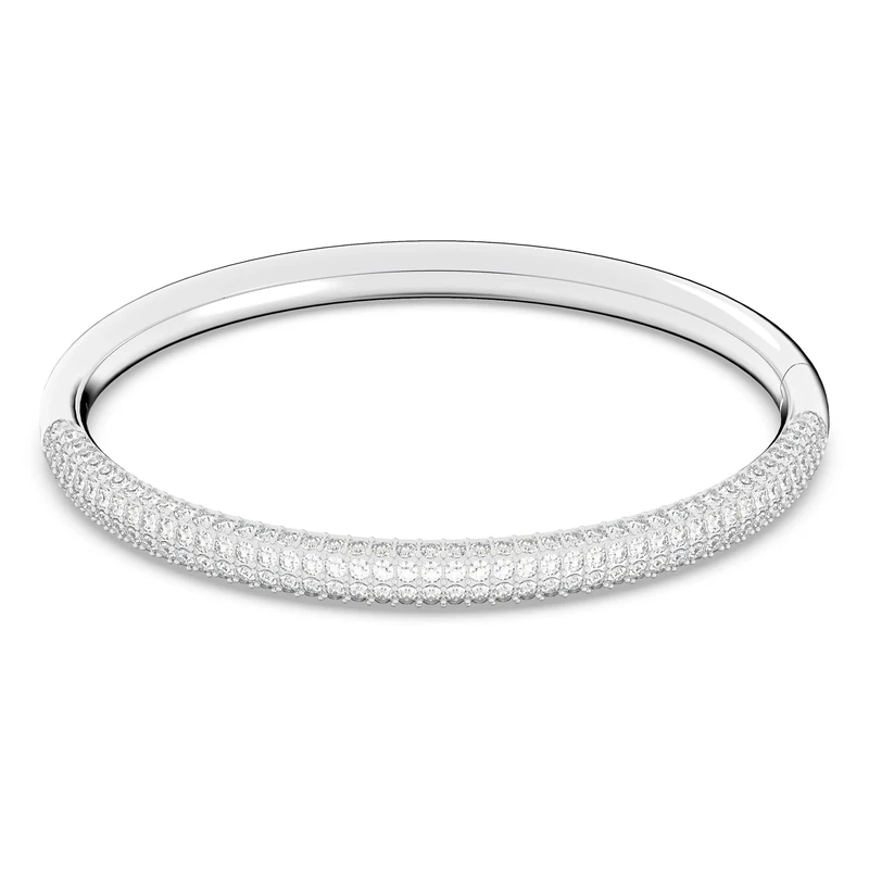 Swarovski Stone bangle, White, Stainless steel