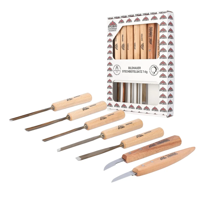 Stubai 510201 Wood Carving Set, Gold/Beige, 7-Piece
