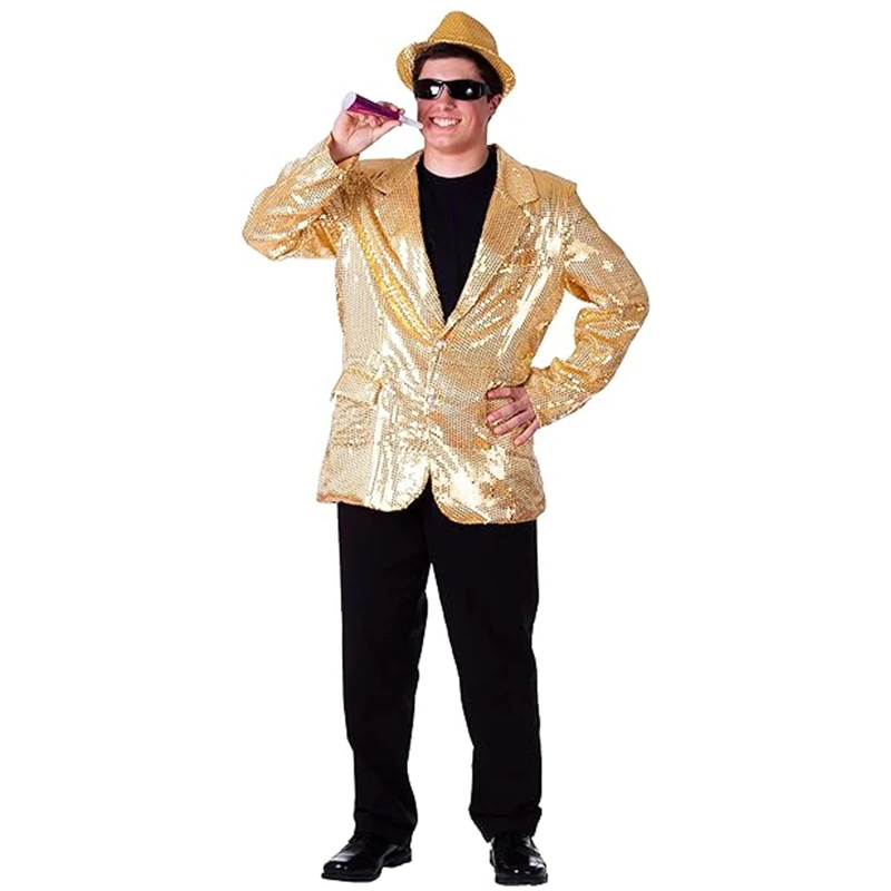Dress Up America Fully Lined Sequin Jacket for Adult - Beautiful Dress Up Set for Role Play Gold