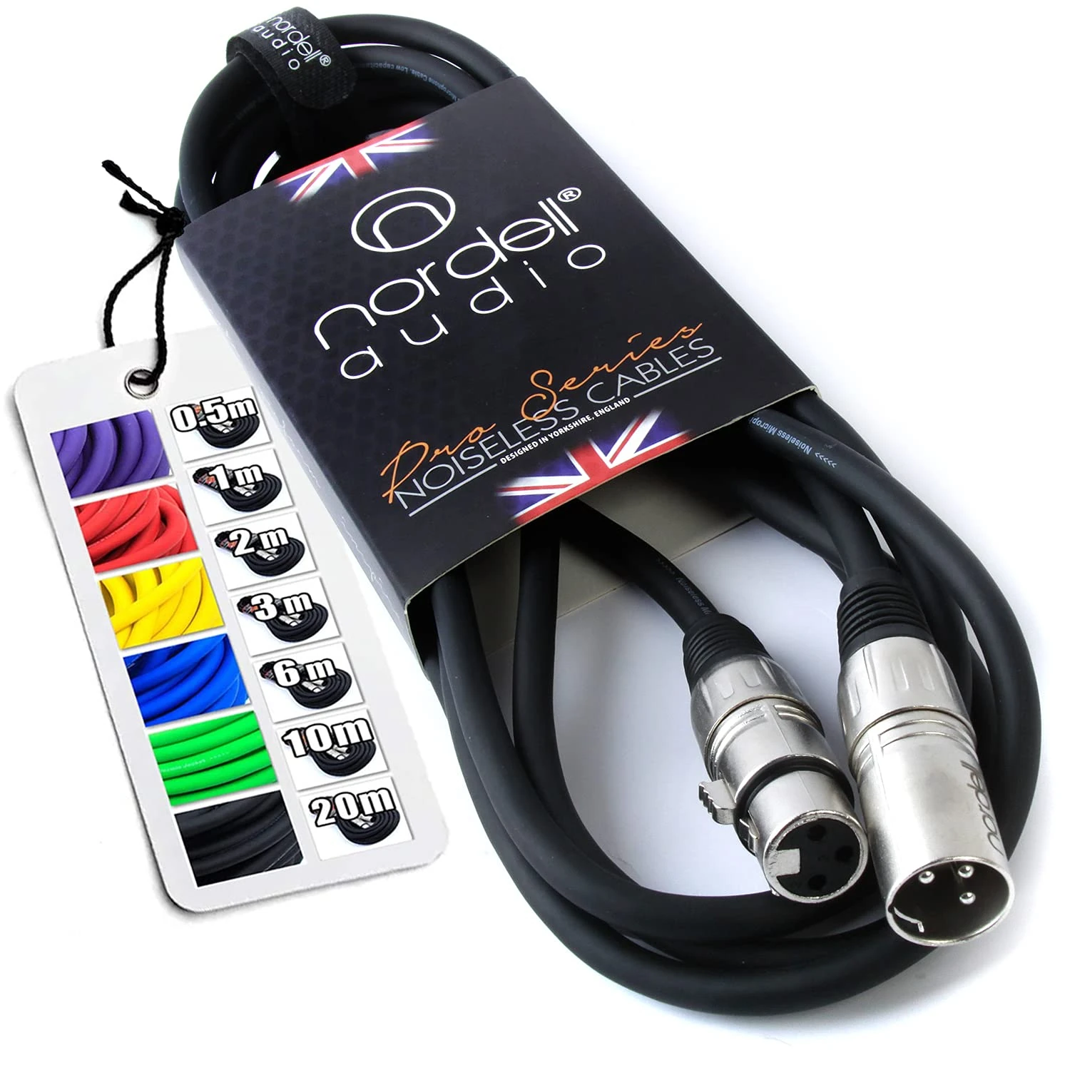 No Bull Nordell Music Gear' Premium XLR Cable (Black, 3m): Achieve a Clearer Audio Signal with Balanced Male to Female Microphone Lead, plus Cable Tie