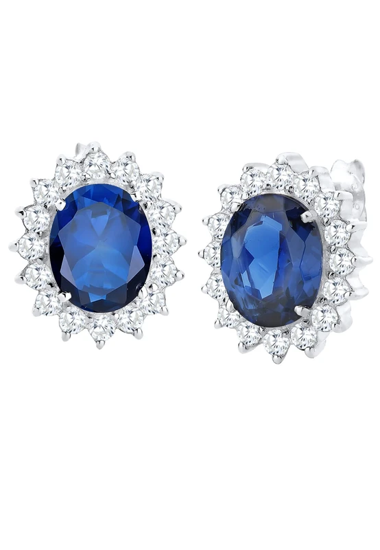 Elli 0306541314 Women's Stud Earrings 925 Sterling Silver with Blue Crystal Zirconia