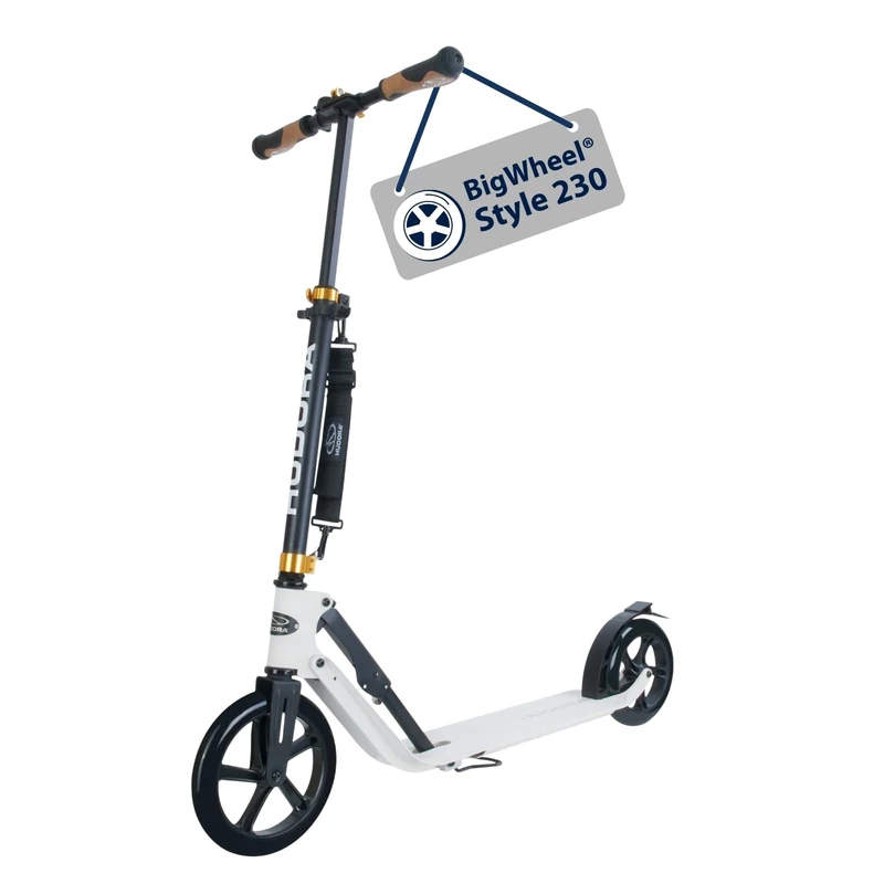 HUDORA BigWheel Style 230 Scooter - Sturdy aluminium scooter with large platform - Height-adjustable & foldable city scooter for up to 120kg - Kick scooter for teenagers & adults