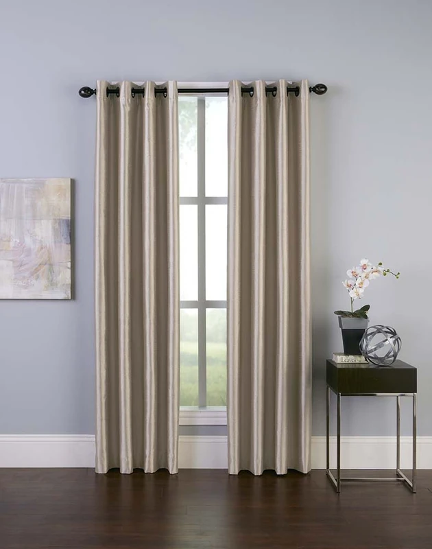 Curtainworks Malta Faux Silk Grommet Curtain Panel, 50 by 120", Sand