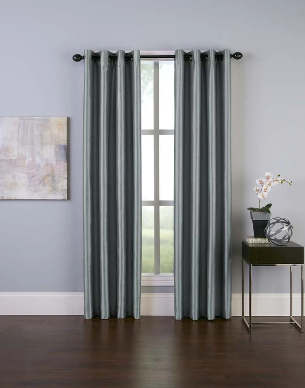 Curtainworks Malta Faux Silk Grommet Curtain Panel, 50 by 132", Teal