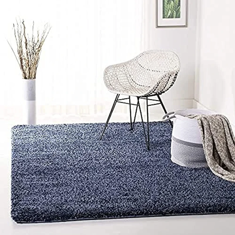 Safavieh Shaggy Indoor Woven Rectangle Area Rug, California Shag Collection, SG151, in Navy, 160 X 229 cm for Living Room, Bedroom or Any Indoor Space