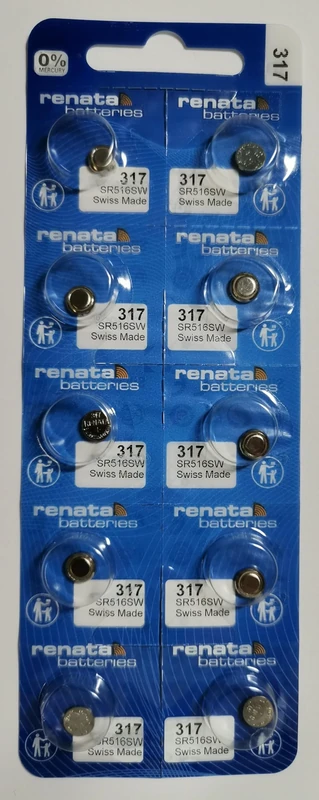 Renata SR516SW 317 Pack of 10 Button Cell Batteries Renata