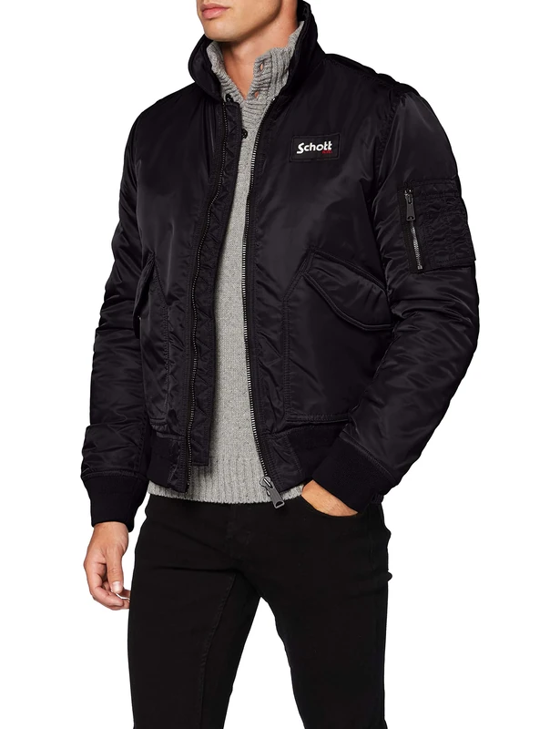 Schott NYC Men's 210-100 Jacket, Black, Small