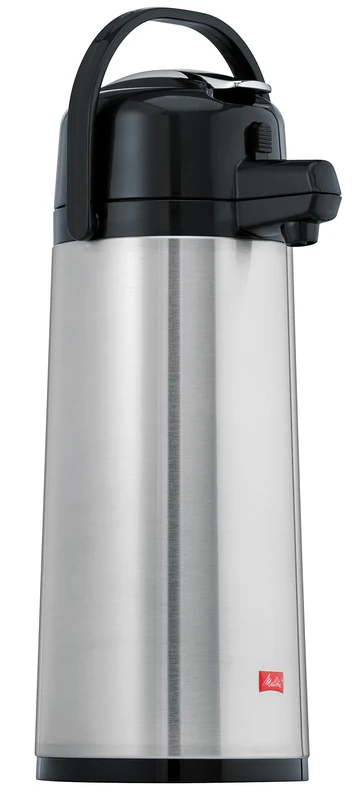 Melitta Pump Pot Vacuum Jug, 2.2L, 18 Cups Stainless Steel Flask, Stainless Steel, Silver/Black