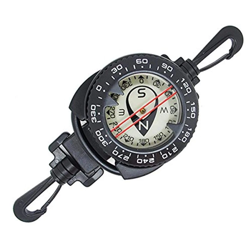Scuba Choice Diving Dive Compass with Retractable Clip – Glow-in-The-Dark Compass, 7" to 31.5" Extendable Retractor, Perfect for BCD or Gear Attachment, Easy-to-Read Underwater Navigation Tool