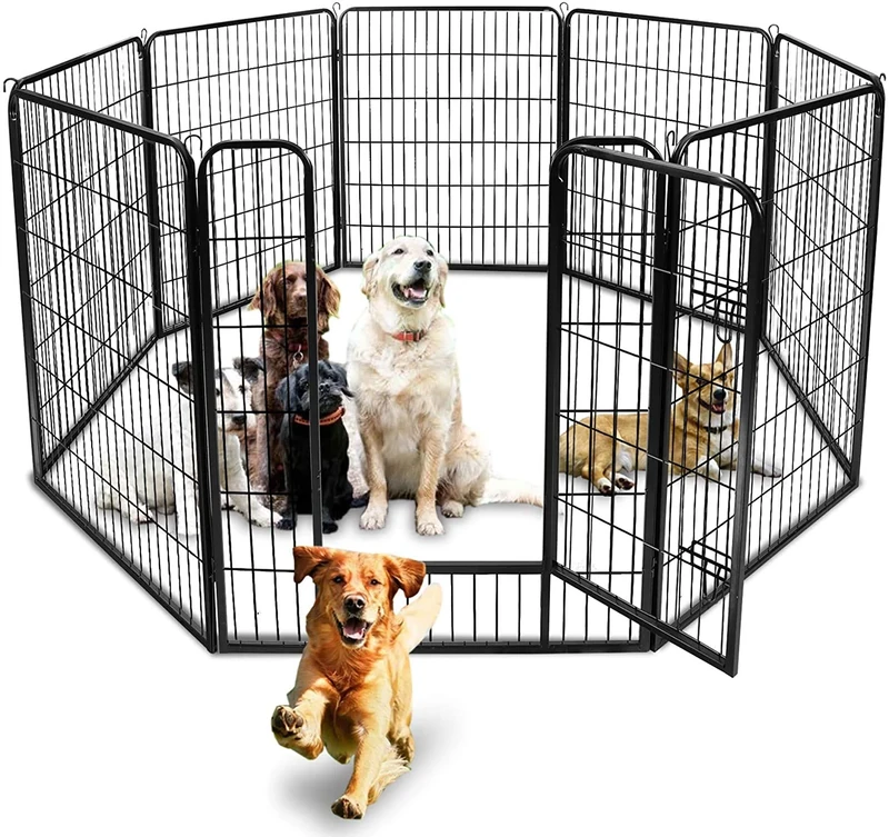 BUNNY BUSINESS Heavy Duty 8 Panel Puppy Play Pen/ Rabbit Enclosure, Medium, Gunmetal Grey