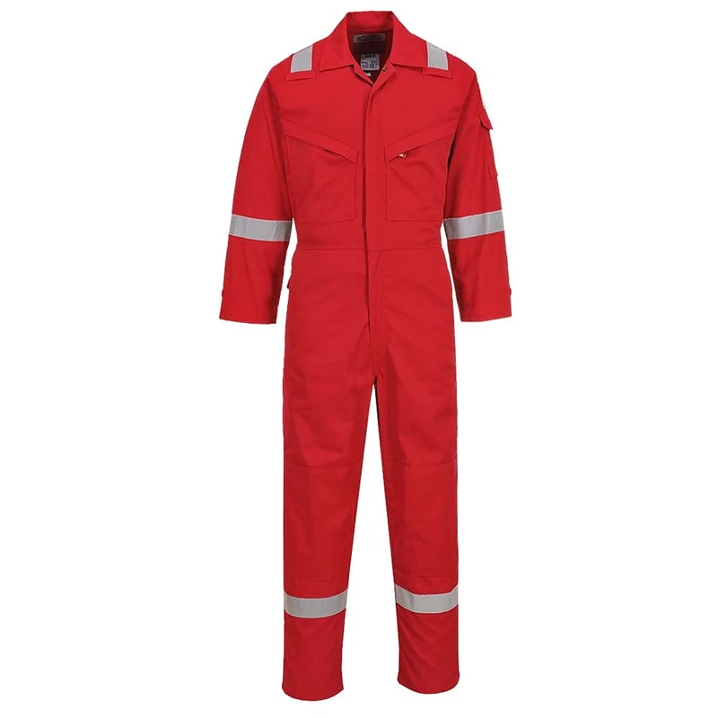 Portwest Flame Resistant Light Weight Anti-Static Coverall 280g, Size: XXXL, Colour: Red, FR28RERXXXL