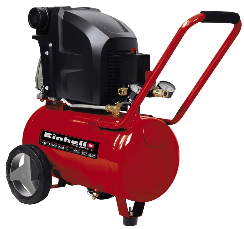 Einhell 24L Oil Lubricated Air Compressor - 10 Bar, 145 PSI, 240V, 1800W Long-Life Motor, Pressure Reducer, Safety Valve - TE-AC 270/24/10 Compressed Air Pump For Workshops, 3 Year Warranty