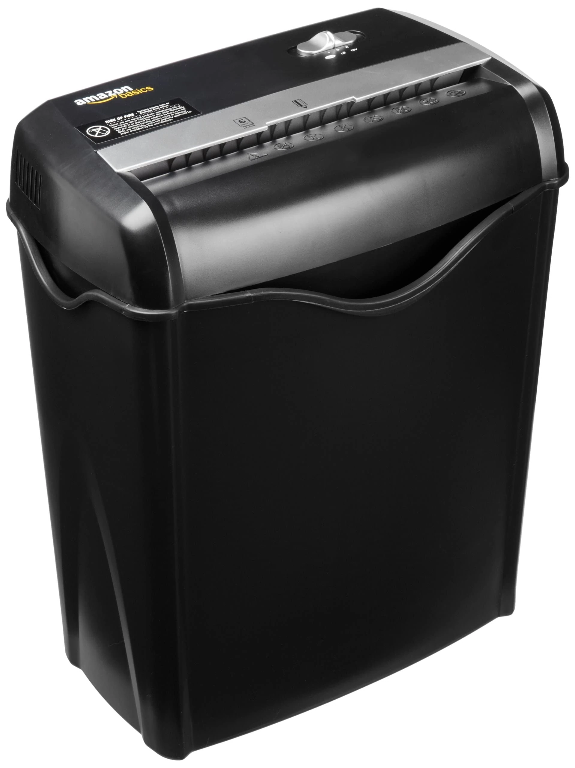 Amazon Basics 5-6 Sheet Cross Cut Paper and Credit Card Shredder with 14.3L Bin for Business & Home Office Use with Reverse Function, Black