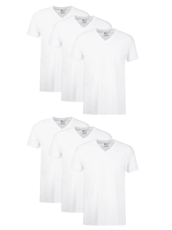 Hanes Men's Tagless Cotton V-Neck Undershirt – Multiple Packs and Colors, White - 6 Pack, Large