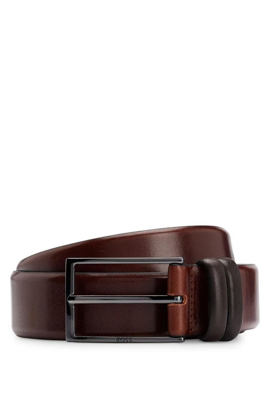 HUGO BOSS Men's Belt, Carmello, Real Leather with Metal Buckle - Medium Brown: : 100 cm