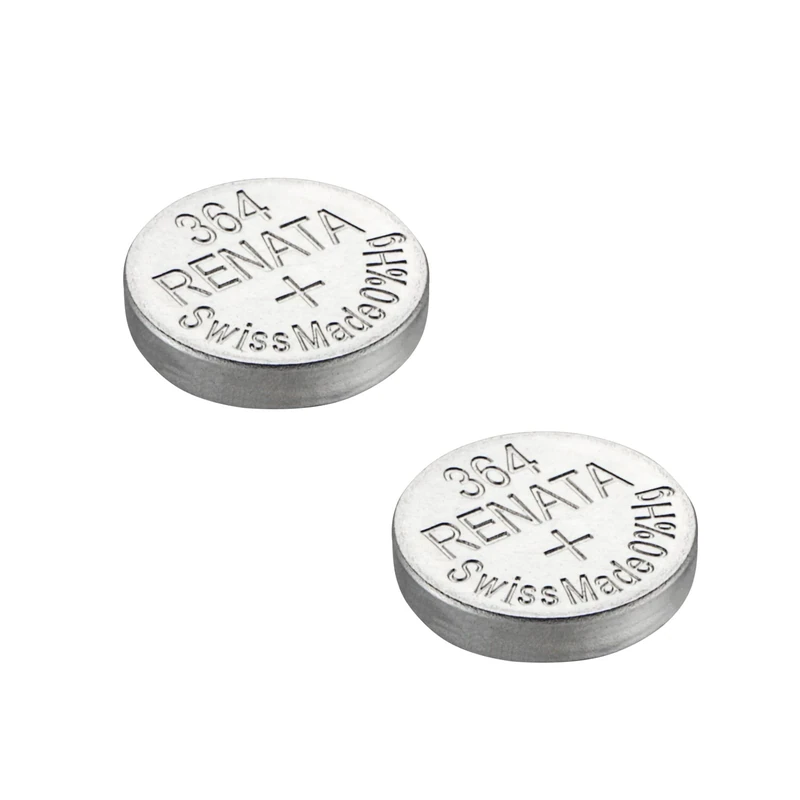 2 x Renata Batteries Silver Oxide Swiss Made 0 % Mercurry Long Life (2 x 364 or SR621SW or AGq1)