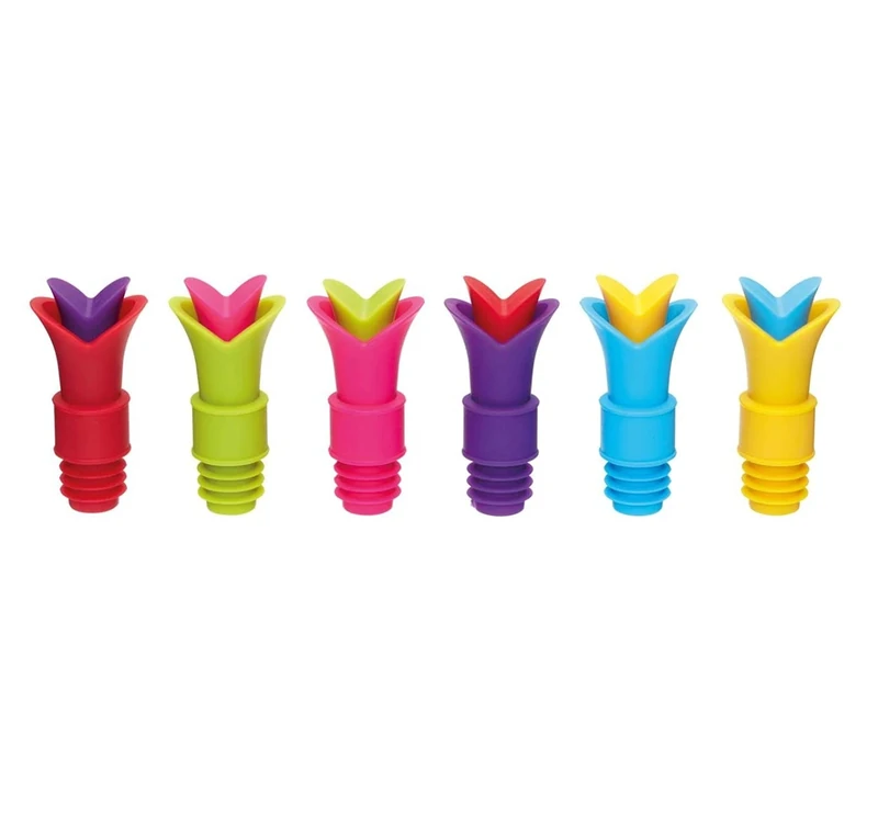 Kitchen Craft 36-Piece Colourworks Silicone Wine Pourers and Stoppers, Multi-Colour - Image 1